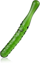 Load image into Gallery viewer, Green Cucumber Shape Crystal Glass Dildo Penis Anus G-Spot Stimulator Anal Plug Unisex Sex Toy Adult Novelty Studded Design