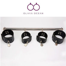 Load image into Gallery viewer, Lockable Bondage Wrist Ankle Cuffs Metal Spreader Bar Stainless Steel Tube Sex Toy