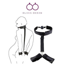 Load image into Gallery viewer, Slave Neck Hand Wrist Cuffs Collar Mouth Ball Gag Restraint Belt