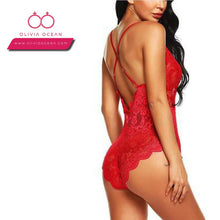 Load image into Gallery viewer, Women Lace Lingerie Set Garter Belts Lace Babydoll Bodysuit Nightwear