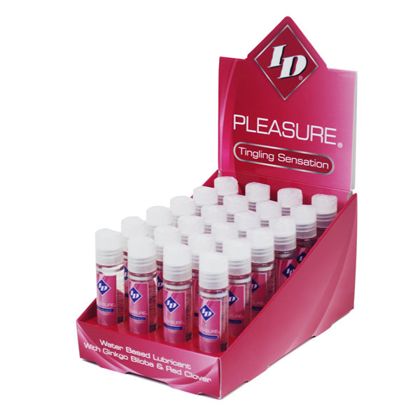 Full Display of ID Pleasure 1 floz Pocket Bottle (24)