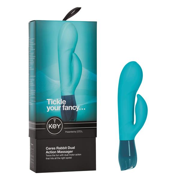 Key by Jopen Ceres Rabbit Dual Motor Massager - Robin Egg Blue