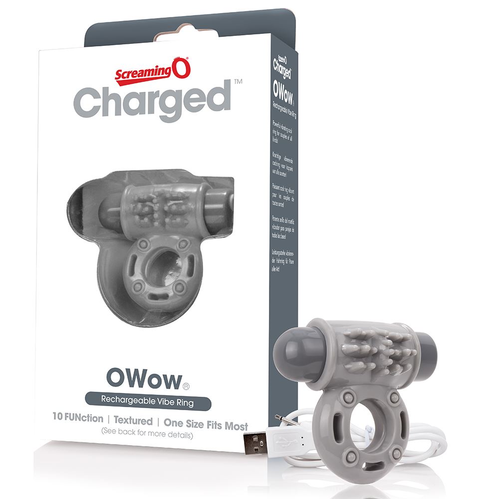 Screaming O Charged OWow Vibrating Cock Ring - Grey