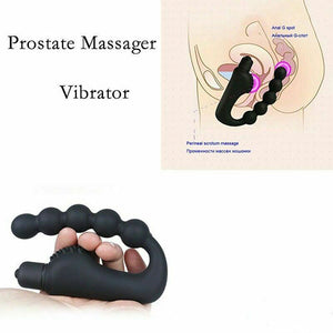 Vibrating Male Prostate Massager Beads Anal Butt Plug Dildo Vibrator Sex Toy free lub