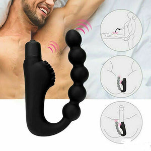 Vibrating Male Prostate Massager Beads Anal Butt Plug Dildo Vibrator Sex Toy free lub