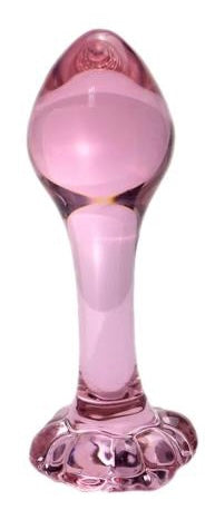 Long Stem Glass Butt Plug in Pink