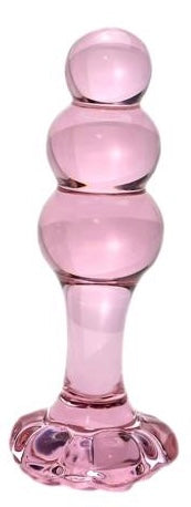 Triple Bobbled Glass Butt Plug in Pink