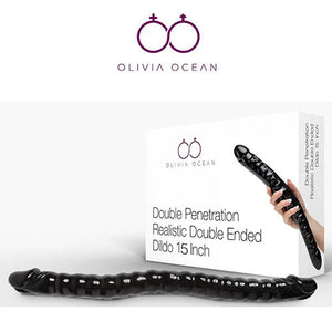 Double Ended Dildo Realistic 15" Long Lesbian Anal Double Ender Sex Toy FREE LUBE