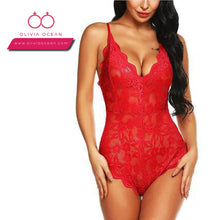 Load image into Gallery viewer, Women Lace Lingerie Set Garter Belts Lace Babydoll Bodysuit Nightwear
