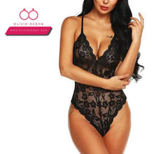 Load image into Gallery viewer, Women Lace Lingerie Set Garter Belts Lace Babydoll Bodysuit Nightwear
