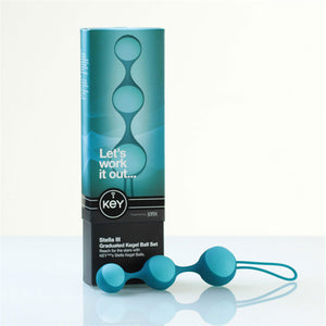 Key by Jopen Stella III Graduated Kegel Ball Set - Robin Egg Blue