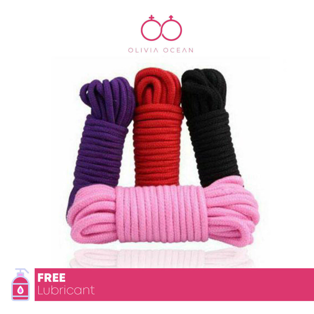 Shibari Soft Bondage Rope metres Red Black 100% Cotton Tie & Tease Fun