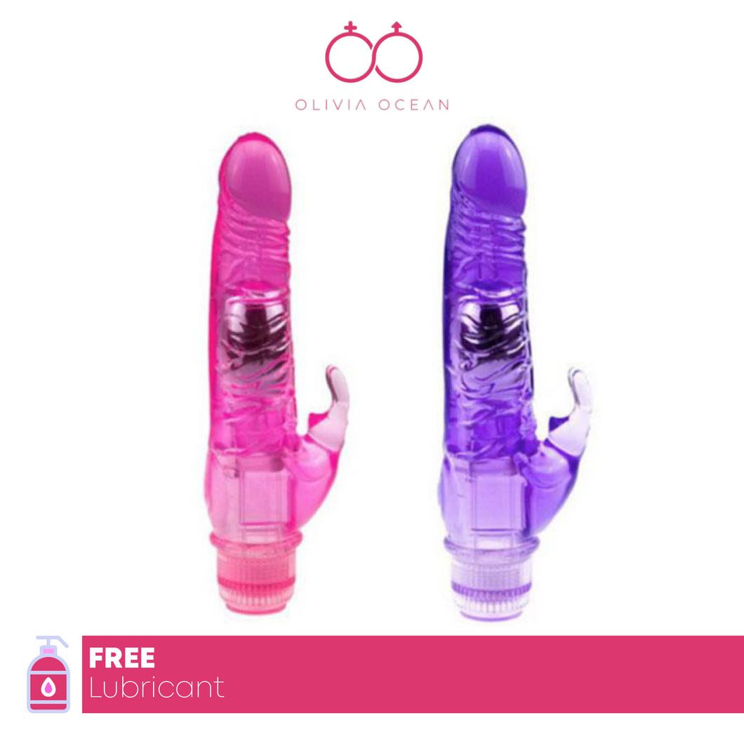 Rampant Rabbit Jelly Vibrator Sex Toy Multiple Speed Functions Soft 8 inch