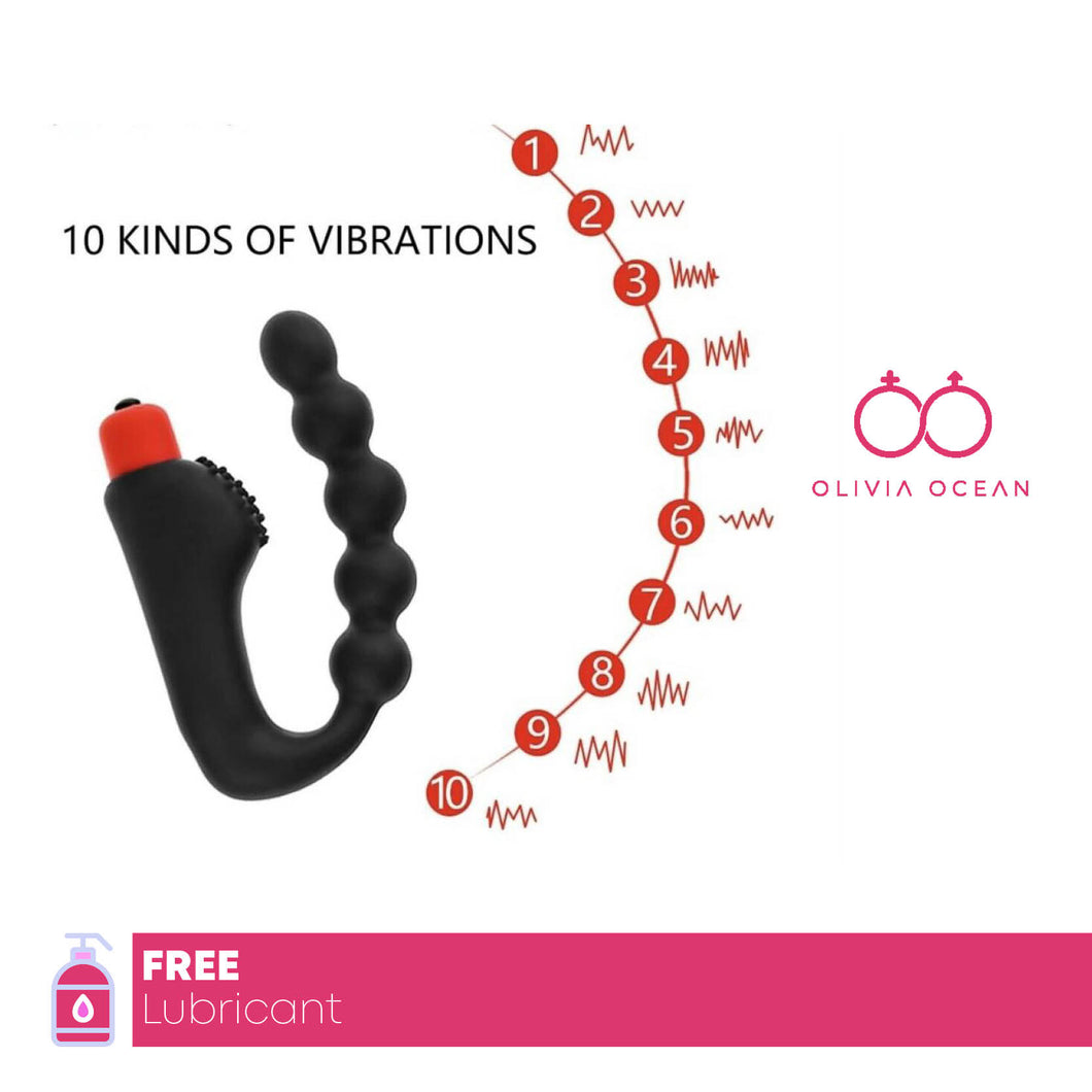 Vibrating Male Prostate Massager Beads Anal Butt Plug Dildo Vibrator Sex Toy free lub