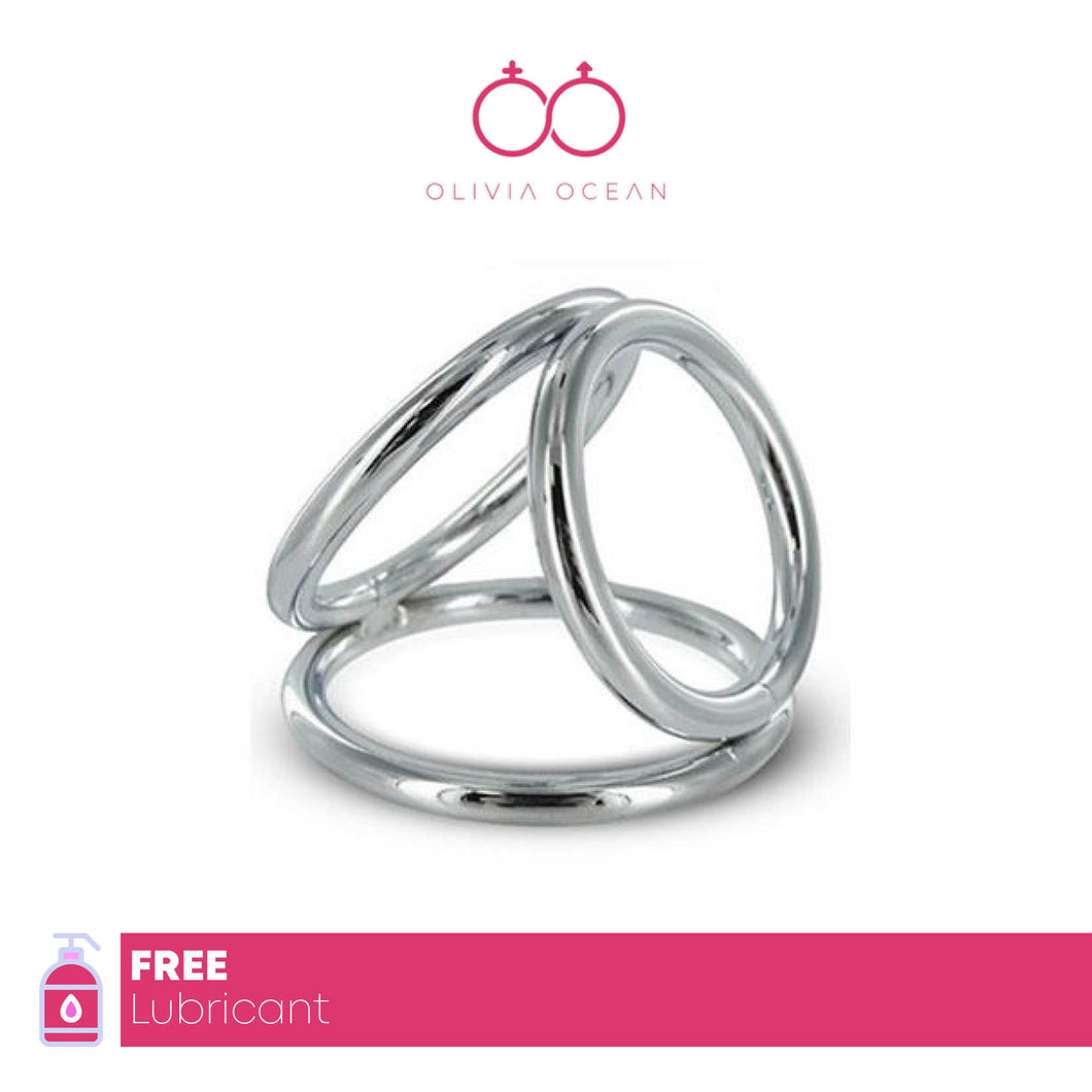 Triple Penis Cock Ring Male Cock and Ball Cage Strong Erection Adult Sex Toy