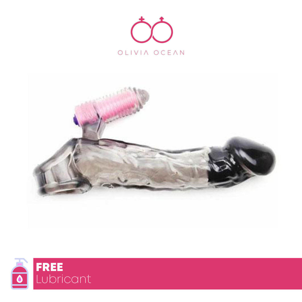 Penis extender Enhancing Cock Sleeve Ring Strong G-spot Vibrator Sex Toy