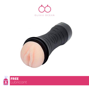 Vibrating Male Masturbator Flesh Cup Sex Toys for Men PLUS free lube AND flesh Shower attachment