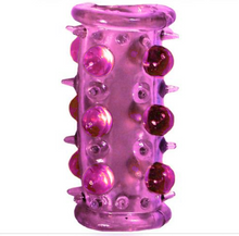 Load image into Gallery viewer, Men Enlarge Reusable condom Sheath Ribbed Stimulate ejaculation delay penis sleeve sex toy
