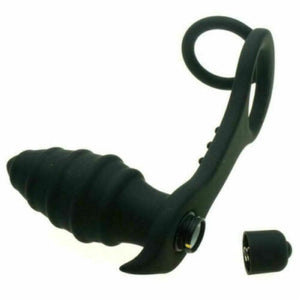 Prostate Massager Cock Ring Butt Plug Anal Black Adult For Men Gay Sex Toy