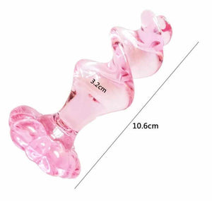 Crystal Flower Twisted Glass Butt Plug