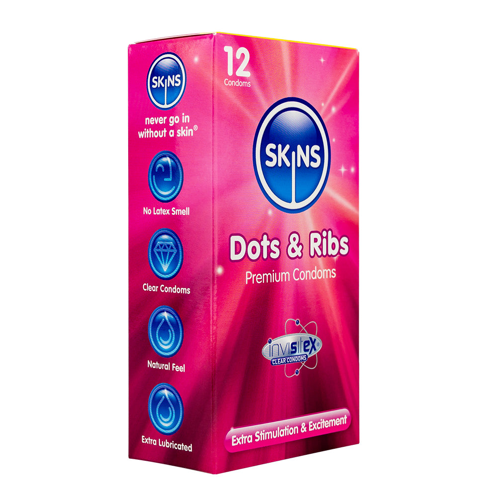 Skins Condoms Dots & Ribs 12 Pack International 1